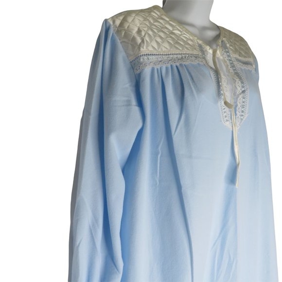 Vintage 70s Vandemere Full Length Nightgown M Quilted Lace Long Sleeve Modest - Picture 6 of 12